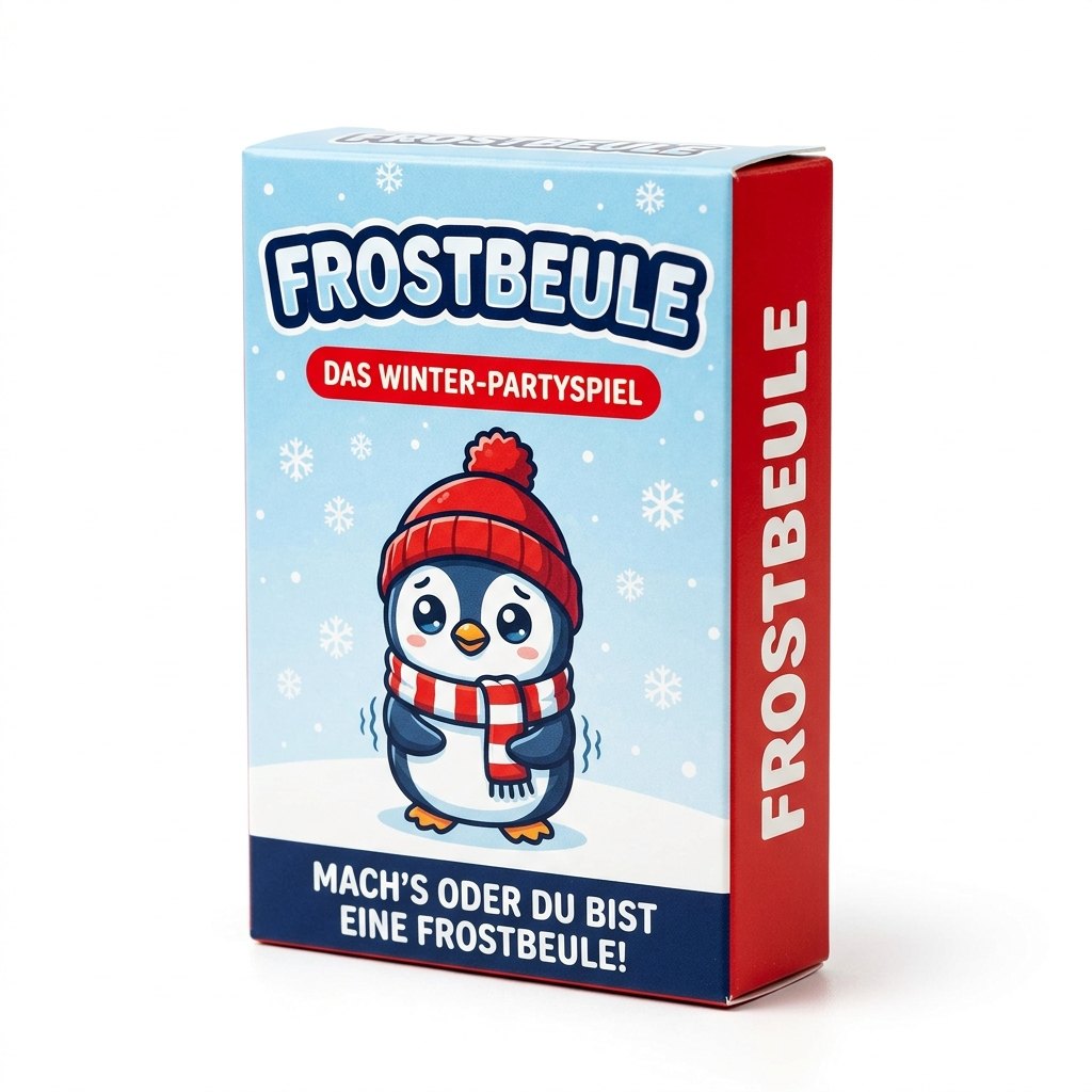 FROSTBEULE – Das Winter-Partyspiel: Schachtel mit frierendem Pinguin (Abbildung ähnlich)